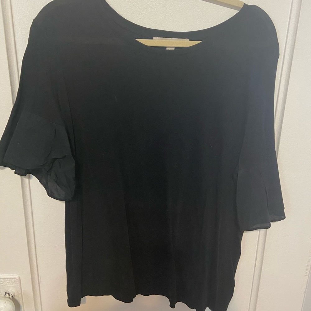 Ann Taylor LOFT Black Bell Shirt Sleeve Top